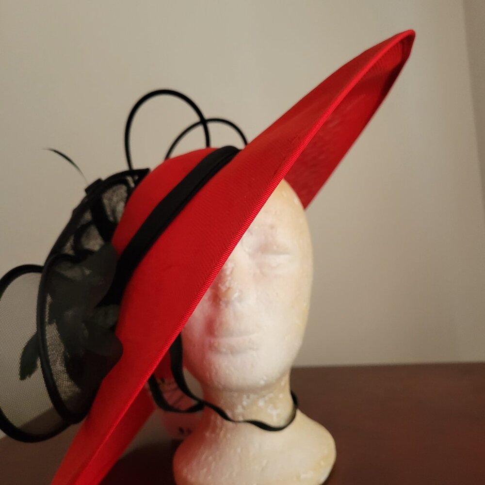 Paris Hand-Made Large Brim Ruffle Organza Hat | Elegant Royal Ascot Derby Hat - Picture 2 of 10